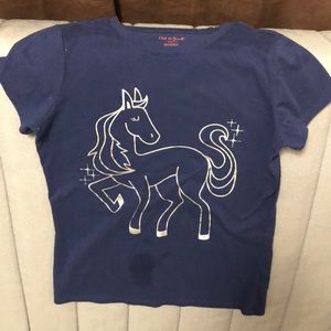 Girls Unicorn Navy Blue T Shirt